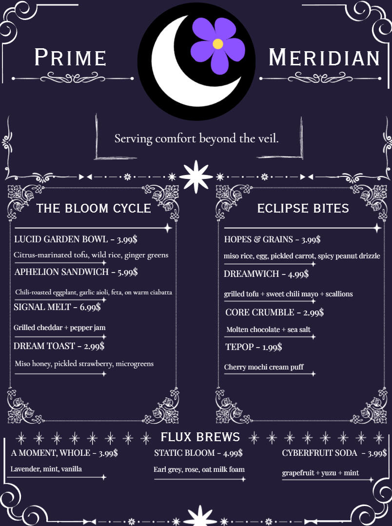 Restaurant menu